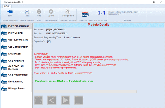 Autohex II Programming using ENET