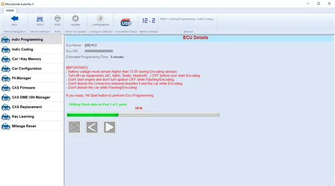 Autohex II BMW Ecu programming session