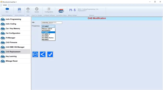 Autohex II Modify CAS VIN by OBD