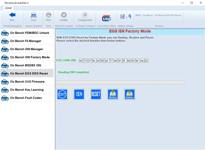 BMW EGS 8HP read and reset ISN