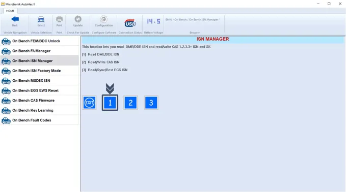 BMW ISN Manager in Autohex Software
