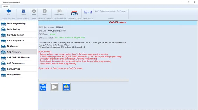 CAS Firmware in Autohex II