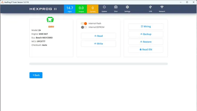 HexProg II software MG1CS003 Bench