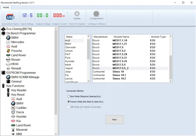 HexProg Software version 1.0.11