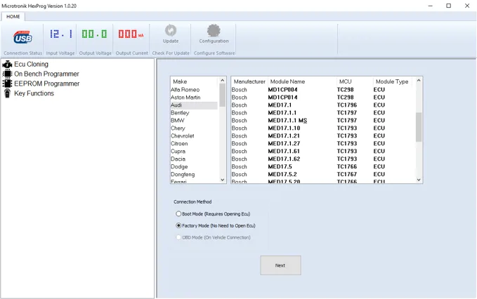 HexProg Software version 1.0.20