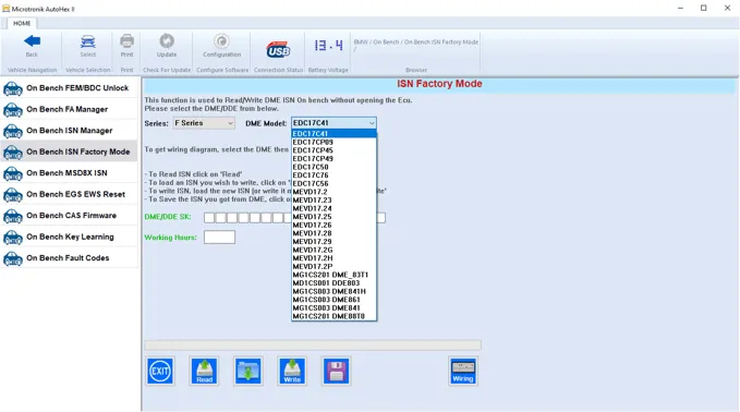 ISN Read and write list of F series