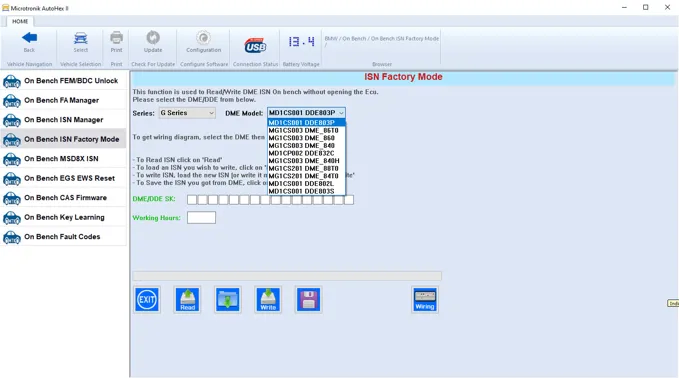 ISN Read and write list of G series