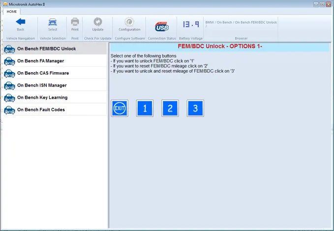 Mileage reset and options for FEM and BDC